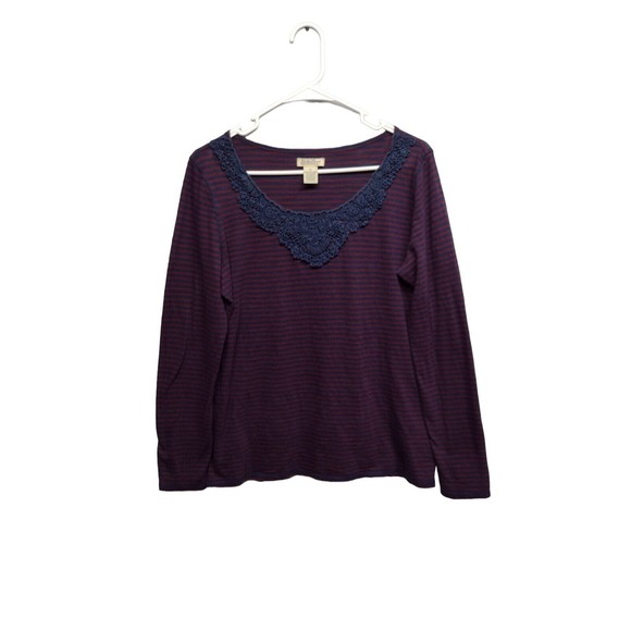 Lucky Brand Shirt Womens XLarge Burgundy Striped Long Sleeve Lightweight Stretch - Picture 1 of 11